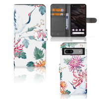 Google Pixel 7A Telefoonhoesje met Pasjes Bird Flowers - thumbnail