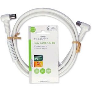 Coaxkabel | IEC (Coax) Male | IEC (Coax) Female | Vernikkeld | 120 dB | 75 Ohm | Viervoudig Afgesche