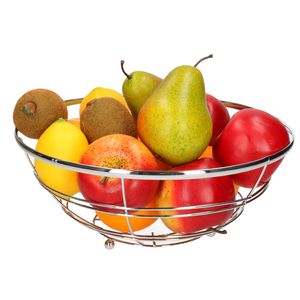 Medium-size fruitschaal Chrome metal rond 28 x 11 cm