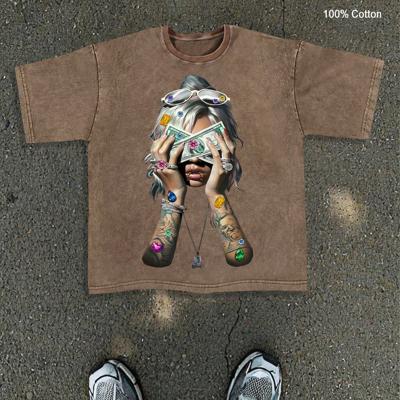 Bon&Bon Men's Graphic Printed Cotton T-Shirt - Loose Fit Blue Coffee Brown / M