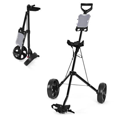 2-Wiel Golftrolley Opvouwbare Golftrolley met Scorebord Golf Duwkar Golfcaddy Zwart