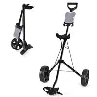 2-Wiel Golftrolley Opvouwbare Golftrolley met Scorebord Golf Duwkar Golfcaddy Zwart