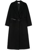 Alexander McQueen manteau long en laise mélangée à taille ceinturée - Noir