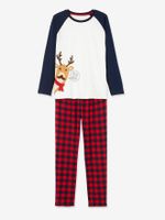 Kerstpyjama voor heren /  familiepyjama Oeko-Tex® beige / geruit - thumbnail
