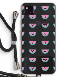 Smiley watermeloenprint: Pixel 4a 5G Transparant Hoesje met koord