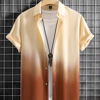 Bon&Bon Homme Men's Pink Ombre Short Sleeve Button Up Shirt Multicolor / XL