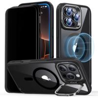 iPhone 16 Pro Max Classic Hybrid with Stash Stand Privacy Protection Bundle Clear Black