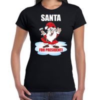 Santa for president Kerst t-shirt / Kerst outfit zwart voor dames