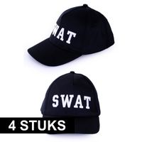 4x Politie SWAT baseball caps verkleedkleding voor volwassenen 4x Politie SWAT baseball caps verkleedkleding voor volwassenen