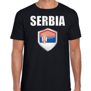 Servie landen supporter t-shirt met Servische vlag schild zwart heren