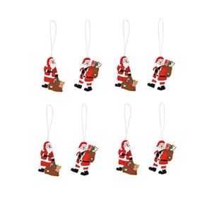 8x stuks houten kersthangers kerstmannen 6 cm kerstornamenten