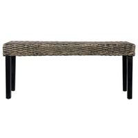 The Living Store Rattan Kubu Bank - Eetkamer - 110 x 35 x 45 cm - zwart - thumbnail