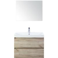 Maxx XL Badmeubelset 80 cm - Craft Oak - Wastafel Just 1 Kraangat met Spiegel