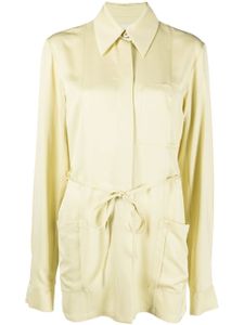 Jil Sander chemise satinée à taille nouée - Jaune