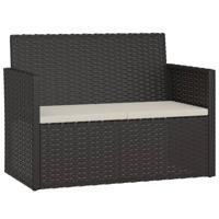 vidaXL Tuinbank met kussens 105 cm poly rattan zwart - thumbnail