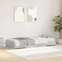Opbergbedframe met hoofdeinde Beton Grijs 75 x 190 cm Bewerkt hout
