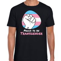 Proud to be transgender pride vlag vuist / LHBT t-shirt zwart voor heren - thumbnail