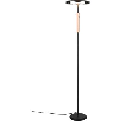LED Vloerlamp - Trion Loti - 15W - Warm Wit 3000K - Aanraakschakelaar - Mat Zwart - Metaal