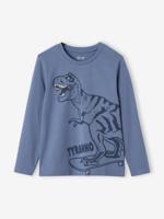 Basics T-shirt met lange mouwen voor jongens met een speels of grafisch motief grijsblauw - thumbnail