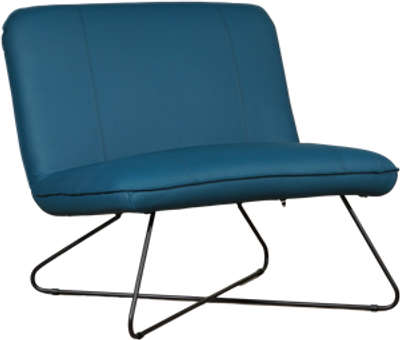 Blauwe leren industriële fauteuil zonder armleuning Smile - Toledo Leer Turquoise (blauw leer)