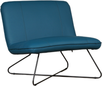 Blauwe leren industriële fauteuil zonder armleuning Smile - Toledo Leer Turquoise (blauw leer)