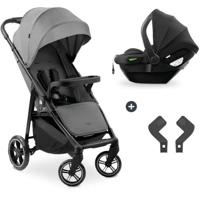 HAUK - 2-in-1 Shop N Care reisset - kinderwagen + autostoel + adapters - 4 wielen - grijs