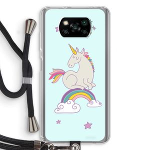 Regenboog eenhoorn: Xiaomi Poco X3 NFC Transparant Hoesje met koord