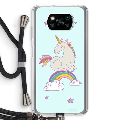 Regenboog eenhoorn: Xiaomi Poco X3 NFC Transparant Hoesje met koord