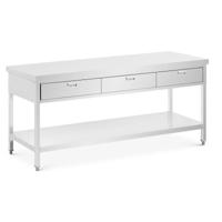 Roestvrijstalen werktafel - 200 x 60 cm - 436 kg - 3 lades - Royal Catering