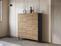 Dressoir FUKETTE 4 deuren grafiet/wotan eik