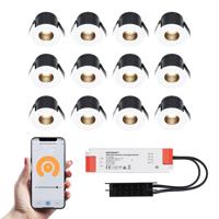 Set van 12 Betty Smart LED Mini Inbouwspots - Veranda spots - 12V 3W 140lm - Dimbaar - Wifi & Bluetooth - 2700K - IP44 waterdicht - Wit
