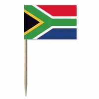 50x Vlaggetjes prikkers Zuid-Afrika 8 cm hout/papier   -