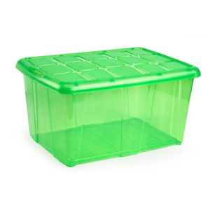 1x Opslagbakken/organizers met deksel 60 liter 63 x 46 x 32 transparant groen   -