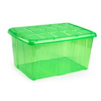 1x Opslagbakken/organizers met deksel 60 liter 63 x 46 x 32 transparant groen   - - thumbnail