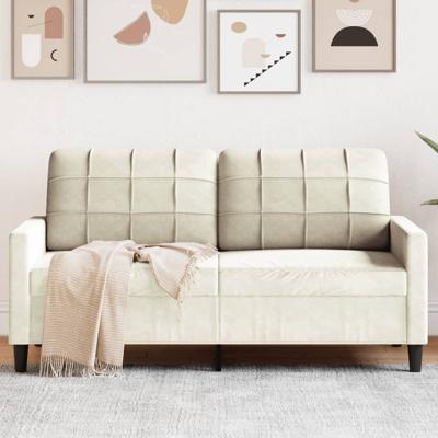 Tweezitsbank 140 cm fluweel crmekleurig