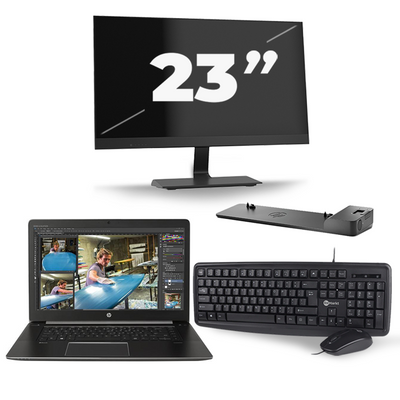 HP ZBook Studio G3 - Intel Core i7-6e Generatie - 15 inch - 16GB RAM - 256GB SSD - Windows 11 + 1x 23 inch Monitor