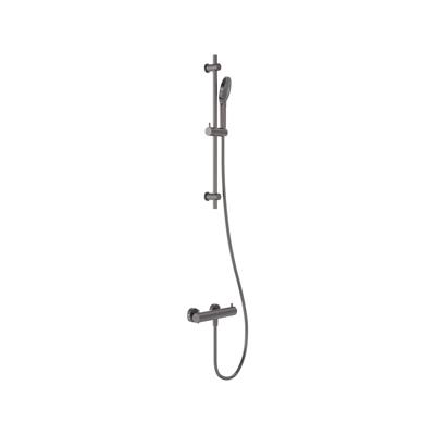 Doucheset MAY Opbouw met Thermostaat, Incl. Glijstang, Doucheslang 150 cm & 3-Standen Handdouche Geborsteld Carbon Black PVD