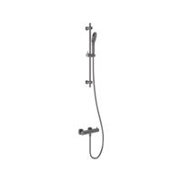 Doucheset MAY Opbouw met Thermostaat, Incl. Glijstang, Doucheslang 150 cm & 3-Standen Handdouche Geborsteld Carbon Black PVD