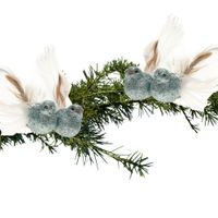 4x stuks decoratie vogels op clip glitter ijsblauw 11 cm