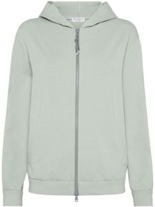 Brunello Cucinelli hoodie en coton stretch à fermeture zippée - Vert