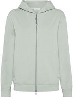 Brunello Cucinelli hoodie en coton stretch à fermeture zippée - Vert - thumbnail