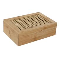 Theedoos bamboe - 6-vaks - bruin - hout - 24 x 17 x 8 cm - theezakjes