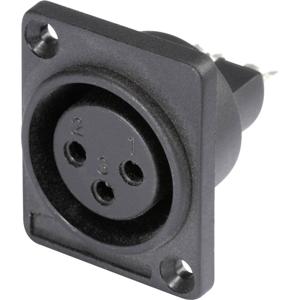 Hicon HI-X3DF-P XLR-connector Flensbus, contacten recht Aantal polen: 3 Zwart 1 stuk(s)