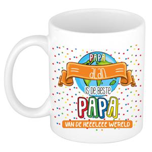 Naam mok papa Alan - wit - de beste - keramiek - 300 ml - Vaderdag/verjaardag