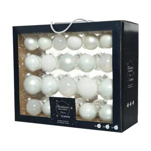 Decoris kerstballen - 42x - wit - glas - 5-6-7 cm - mat/glans/glitter - kerstversiering