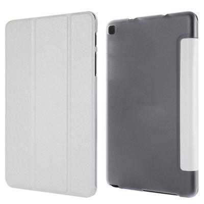 Zijde textuur horizontale Flip lederen draagtas met drie-opvouwbare houder voor Galaxy tab P200 (wit)