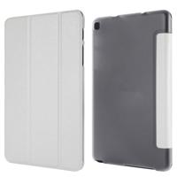 Zijde textuur horizontale Flip lederen draagtas met drie-opvouwbare houder voor Galaxy tab P200 (wit)