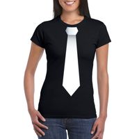Zwart t-shirt met witte stropdas dames