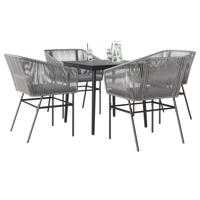5-delige Tuinset met kussens poly rattan glas grijs
