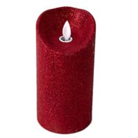 LED kaars/stompkaars - rood - H15 cm - glitters - kerst kaarsen